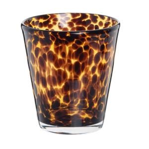 Vaso de vidrio con estampado de leopardo marrón