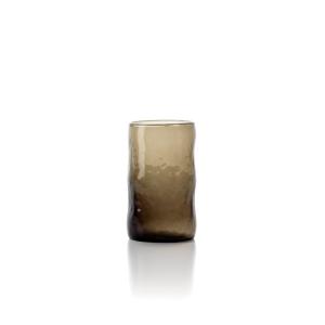 Vaso de vidrio en marrón ahumado 7x7x10 cm