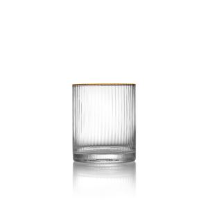 Vaso de vidrio en marrón y dorado 8x8x10 cm