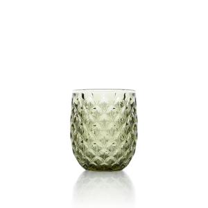 Vaso de vidrio en verde oliva 8,5x8,5x10 cm