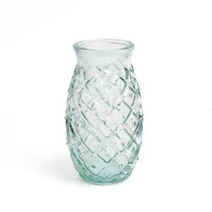 Vaso de vidrio reciclado en azul 10x10x17 cm