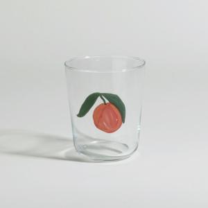Vaso de vidrio transparente con fruta
