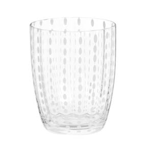 Vaso de vidrio transparente de lunares blancos