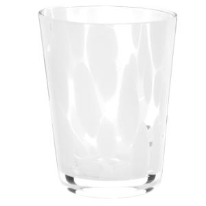 Vaso de vidrio transparente moteado blanco