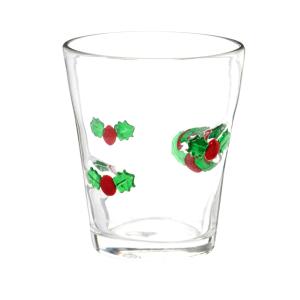 Vaso navideño de vidrio con acebo