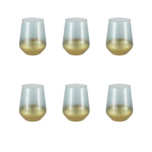 Vasos de agua bajo borde dorado nish - lote de 6