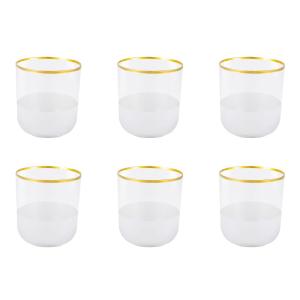 Vasos de agua borde dorado alto nish - lote de 6