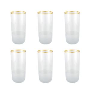 Vasos de agua borde dorado Nish - lote de 6