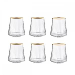 Vasos de agua con borde dorado 350ml - pack de 6