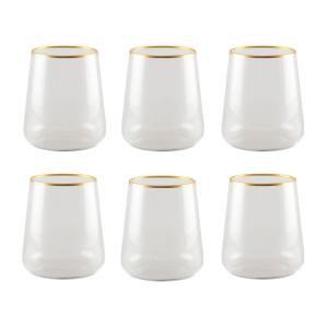 Vasos de agua con borde dorado mate - lote de 6
