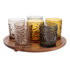 Vasos de cristal tallado con estampado de palmera multicolo…