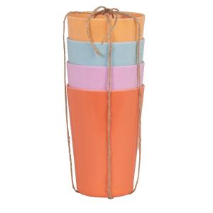 Vasos de melamina azul, rosa, verde y naranja (x4)