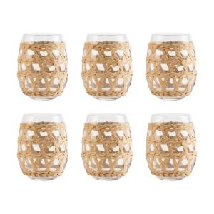 Vasos para agua en ratán 9x9x12cm - lote de 6