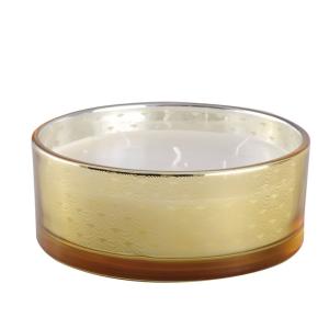 Vela de vainilla en tarro de vidrio dorado