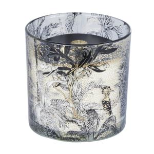 Vela en tarro de vidrio negro y dorado