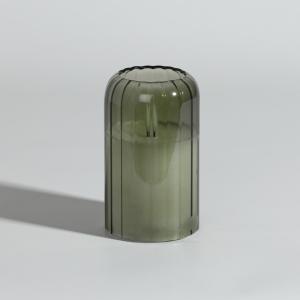 Vela LED de vidrio verde caqui