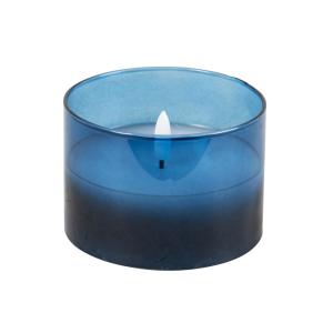 Vela LED en tarro de vidrio azul D 10 cm