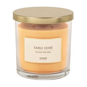 Vela perfumada amarilla en tarro de vidrio 10x11 cm