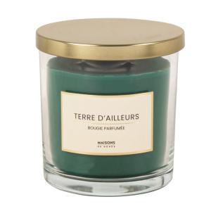 Vela perfumada azul pato en tarro de vidrio 10x11 cm