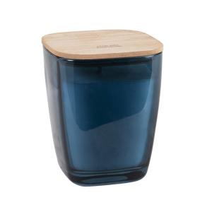 Vela perfumada Cedro azul en tarro de vidrio y tapa azul