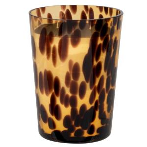 Vela perfumada en tarro de cristal amarillo y marrón