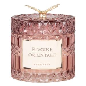 Vela perfumada en tarro de cristal estriado rosa 165g