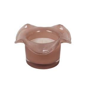 Vela perfumada en vaso con forma de flor de vidrio rosa