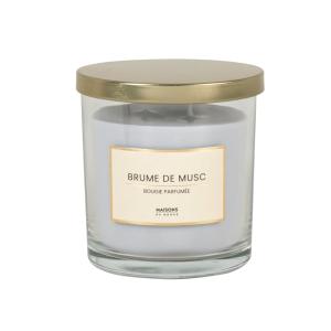 Vela perfumada gris en tarro de vidrio 10x11 cm