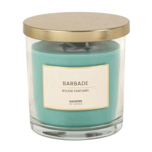 Vela perfumada turquesa en tarro de vidrio 10x11 cm