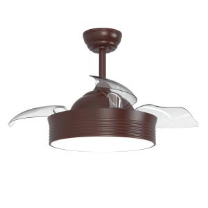 Ventilador de techo con luz LED marrón 3 palas retráctiles…