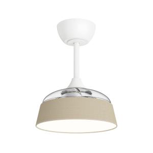 Ventilador de techo retráctil con pantalla de tela beige