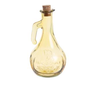 Vinagrera de vidrio reciclado amarillo y tapón de corcho 11…
