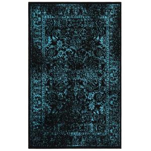 Vintage negro/azul alfombra 120 x 180
