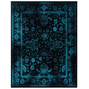 Vintage negro/verde azulado alfombra 245 x 305
