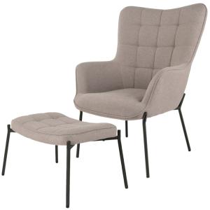 y reposapiés vintage en tela bouclé color topo