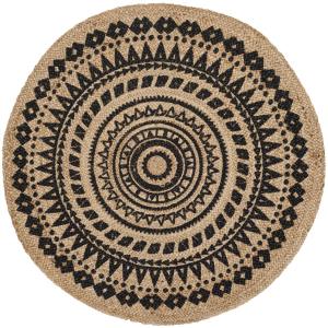 Yute negro/natural alfombra 150 x 150