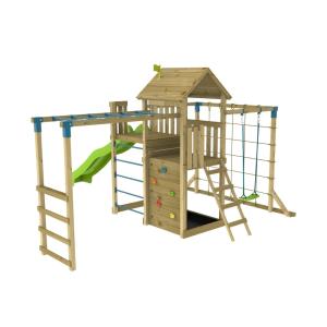 Zona de juegos de doble plataforma madera marrón FSC®