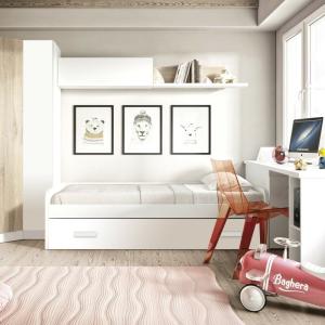 Cama blanca nido   cama elevable Luca 90x190cm / 90x190cm -…