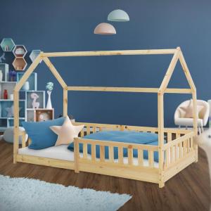 ML-Design Cama Infantil 90x200cm con Reja Protectora Techo…