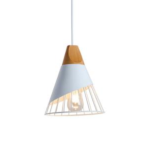 Lámpara Colgante Nórdica En Metal y Madera 'ador' - Blanco