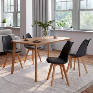 Juego de 4 sillas de comedor escandinavas sara negras