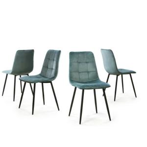 Pack 4 sillas comedor terciopelo astrid con diseño cuartero…