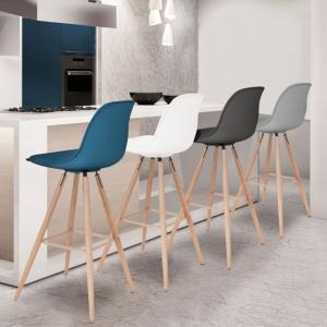 Lote de 4 taburetes de bar sara color mixto gris oscuro, gr…