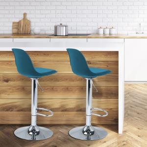 Lote de 2 taburetes de bar de diseño KARL azul pato