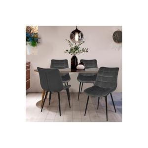 Idmarket - Juego de 4 sillas de comedor de terciopelo gris…