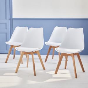Sweeek - Lote de 4 sillas escandinavas, patas en madera de…