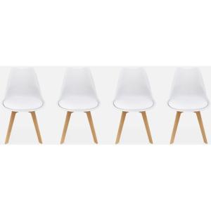 Sweeek - Silla escandinava acero, set de 4, Nils, Blanco, 4…