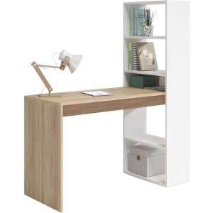 Mesa de Escritorio Duplo con Estantería Reversible Blanco A…