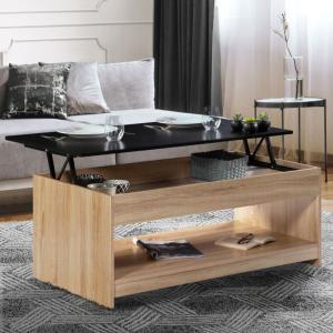 Mesa de centro elevable soa de imitación de madera de haya…