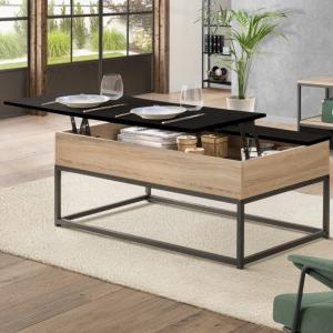 Mesa de centro boston con tablero elevable negro, diseño in…